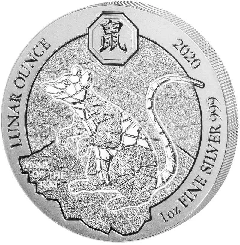 1 Unze Silbermünze Ruanda Lunar Ratte 2020