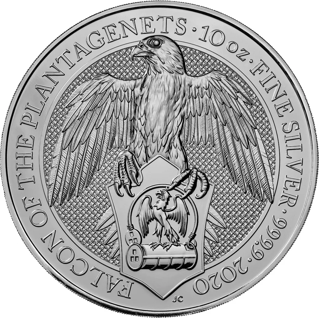 10 Unzen Silbermünze Queens Beasts Falcon 2020