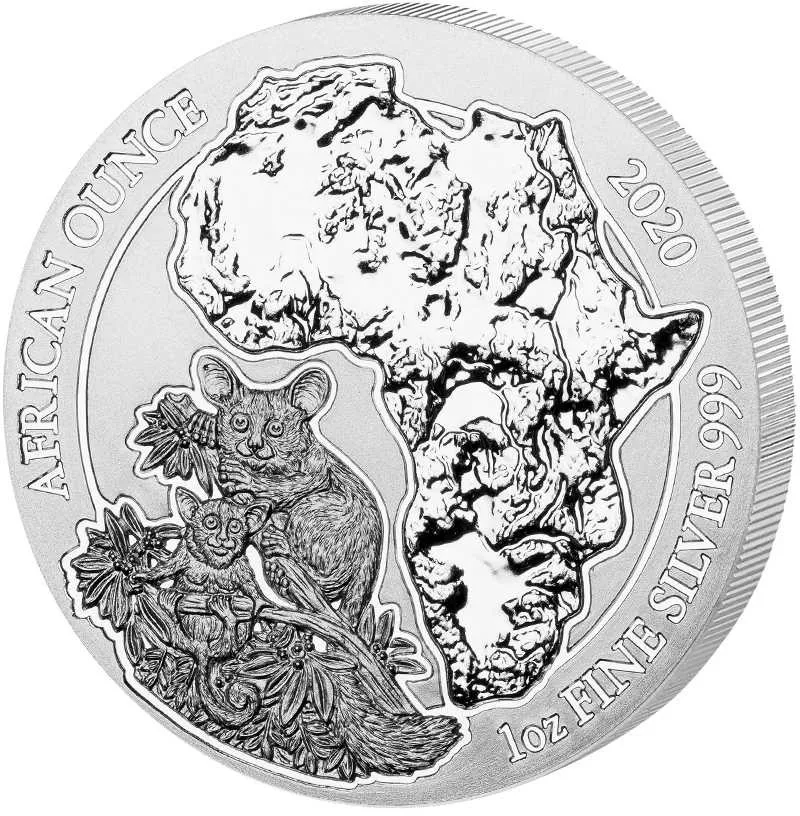 1 Unze Silbermünze Ruanda Bushbaby 2020