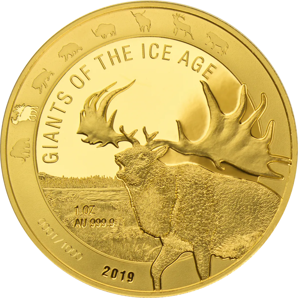 1 Unze Goldmünze Giganten der Eiszeit - Riesenhirsch 2019