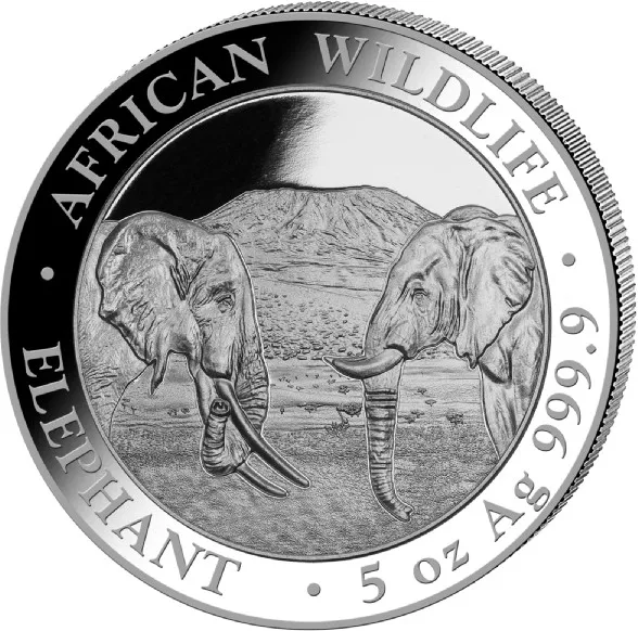 5 Unzen Silbermünze Somalia Elefant 2020