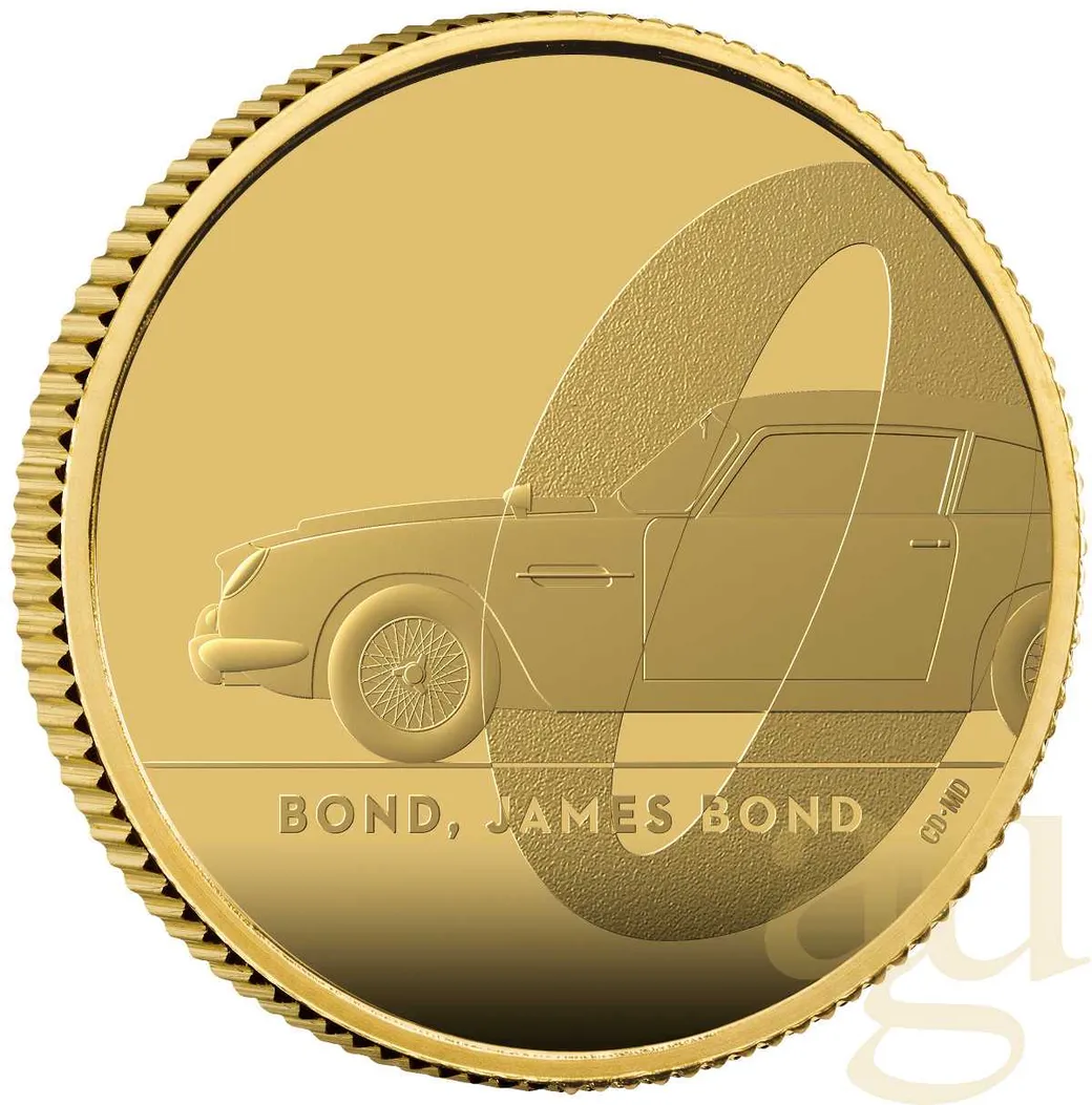 1/4 Unze Goldmünze Großbritannien James Bond 007 DB5 - 2020 polierte Platte