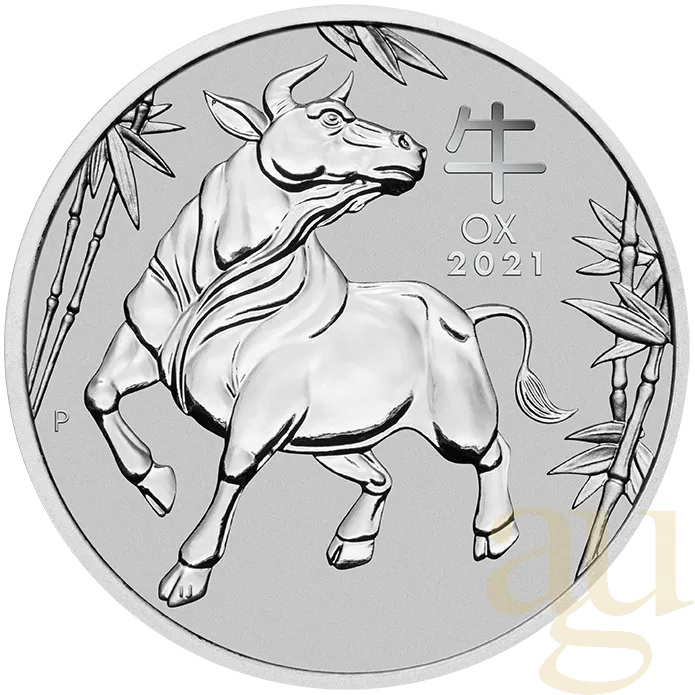 1 Unze Platinmünze Australien Lunar III Ochse 2021