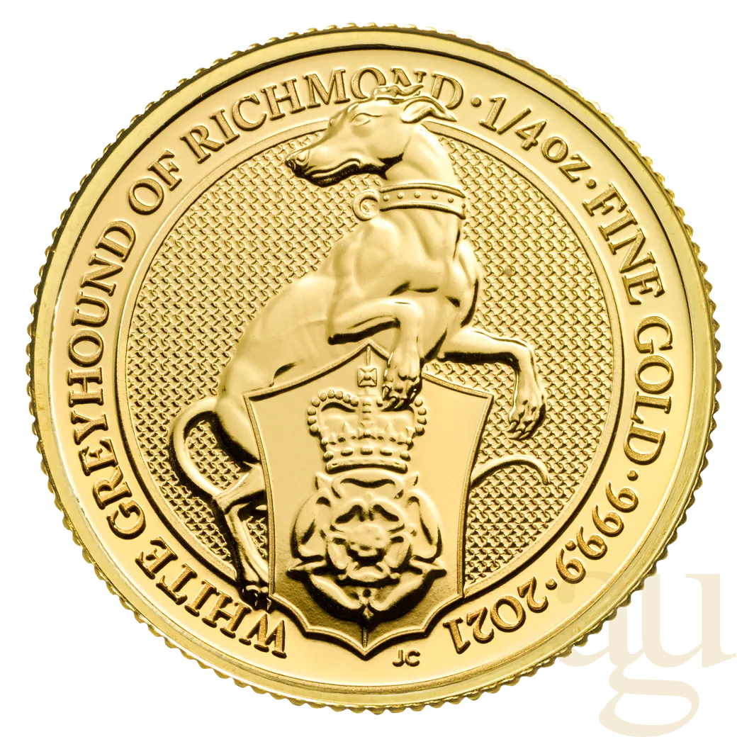 1/4 Unze Goldmünze Queens Beasts White Greyhound 2021