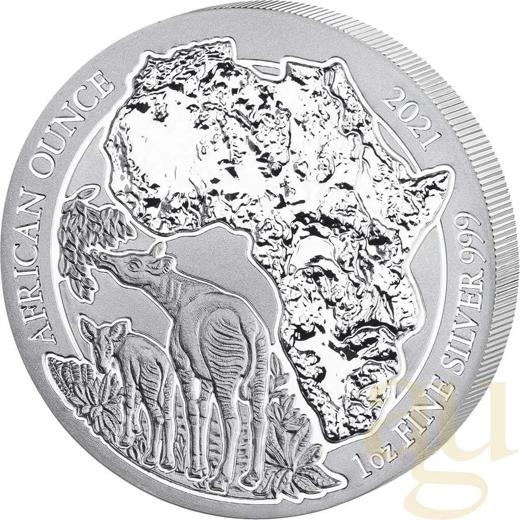 1 Unze Silbermünze Ruanda Okapi 2021