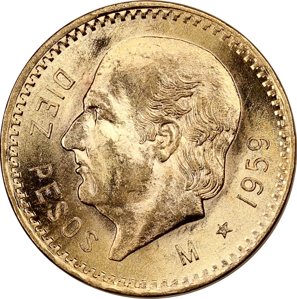 10 Diez Pesos Goldmünze Mexiko Hidalgo
