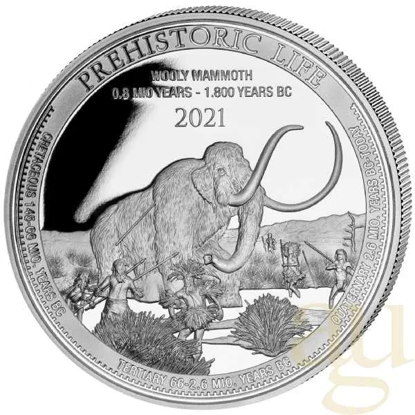 1 Unze Silbermünze Prehistoric Life - Wollmammut 2021