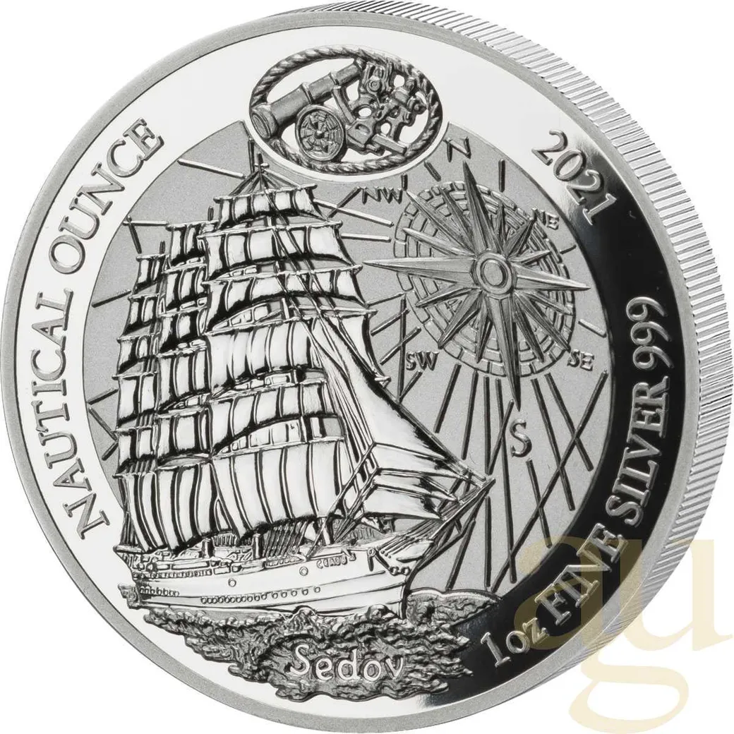 1 Unze Silbermünze Ruanda Nautical Serie - 100 Jahre Sedov 2021 - polierte Platte