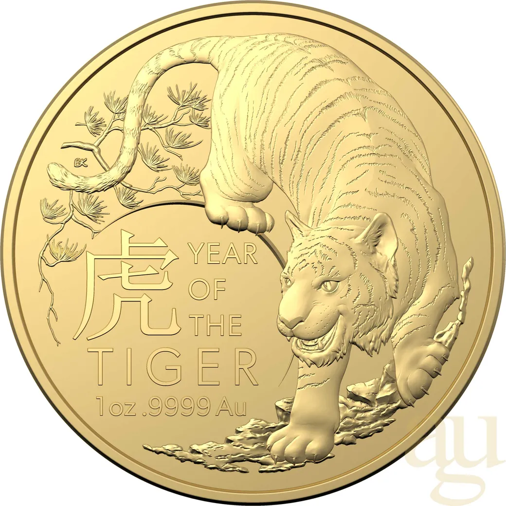 1 Unze Goldmünze Australien RAM Lunar Tiger 2022