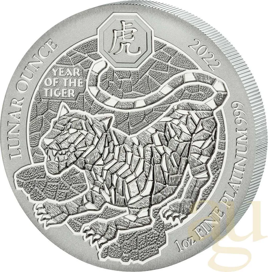 1 Unze Platinmünze Ruanda Lunar Tiger 2022
