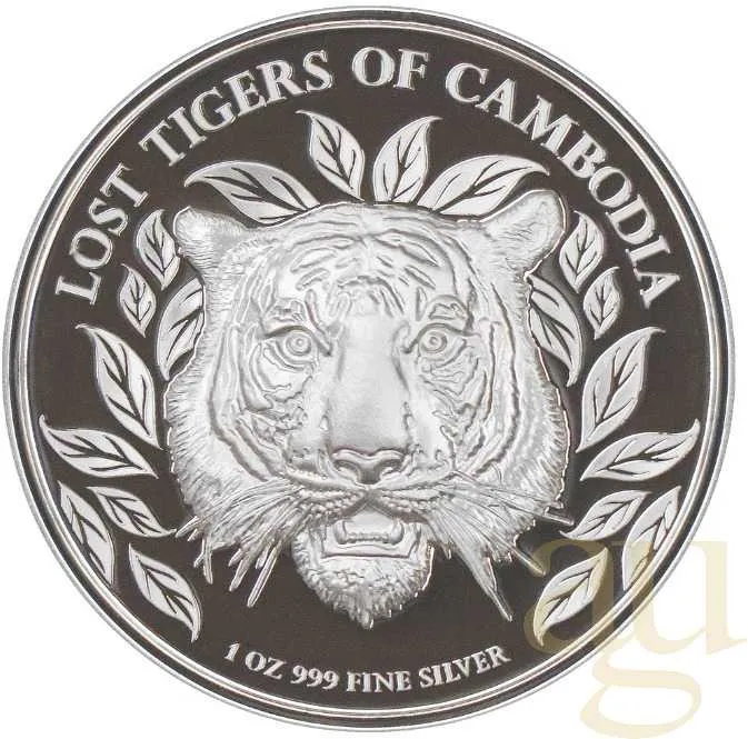 1 Unze Silbermünze Kambodscha Lost Tigers 2022 proof - High Relief