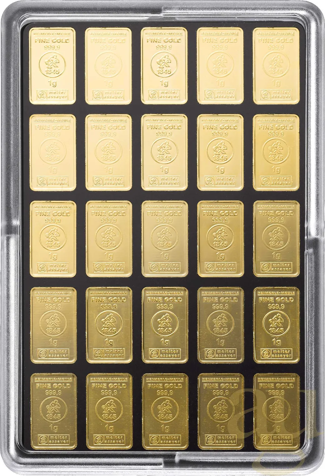 25 x 1 Gramm Goldbarren Heimerle + Meule UnityBar