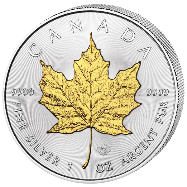 1 Unze Silbermünze Maple Leaf 2010 teilvergoldet
