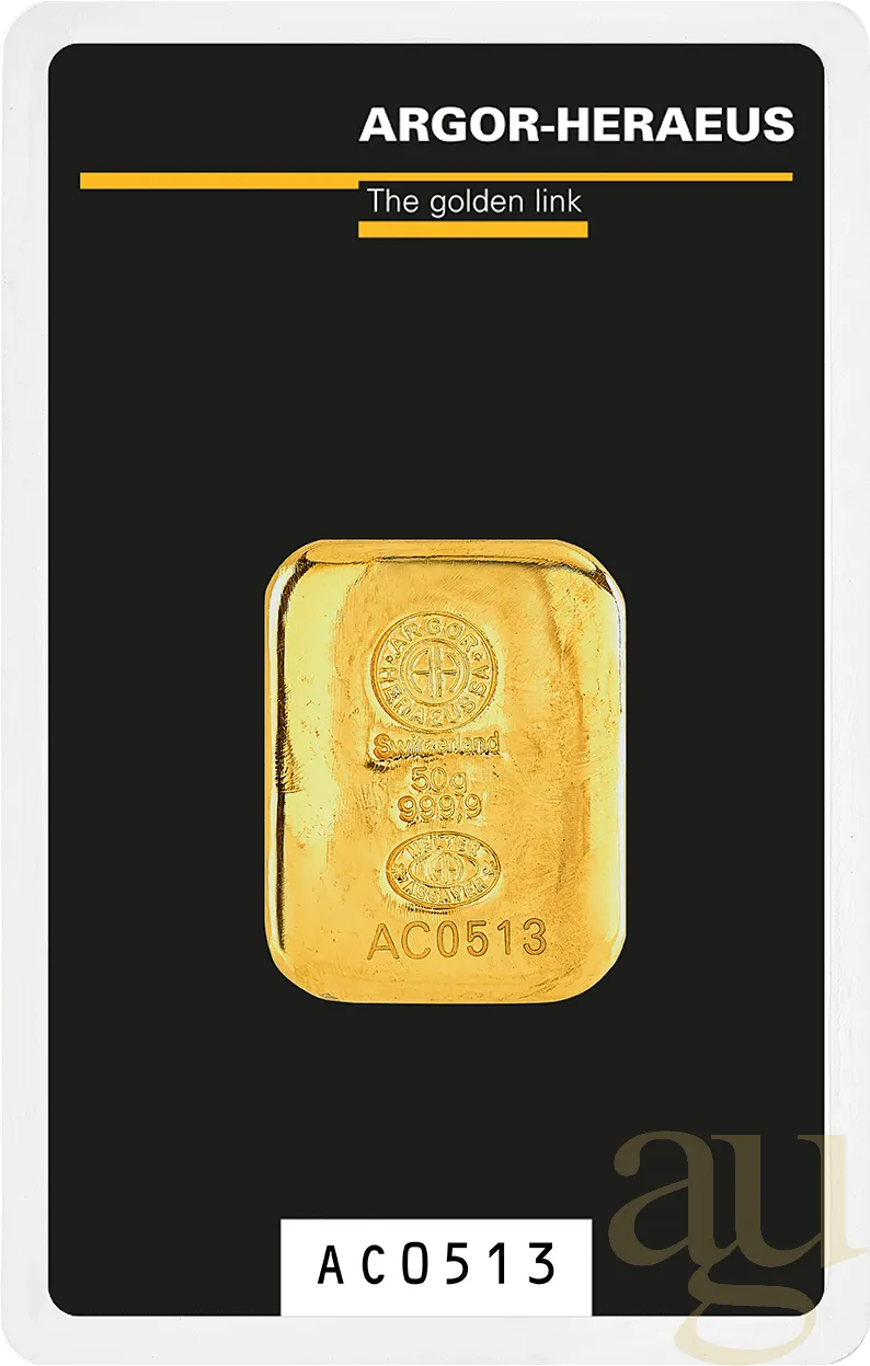 50 Gramm Goldbarren Argor Heraeus