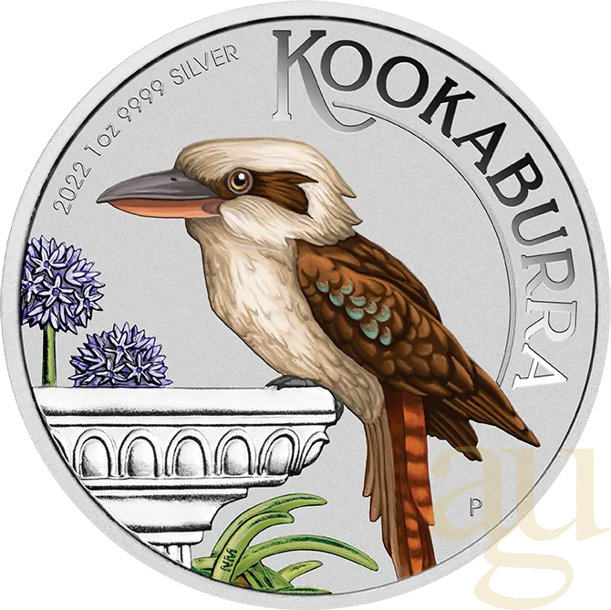 1 Unze Silbermünze Australien Kookaburra 2022 - coloriert