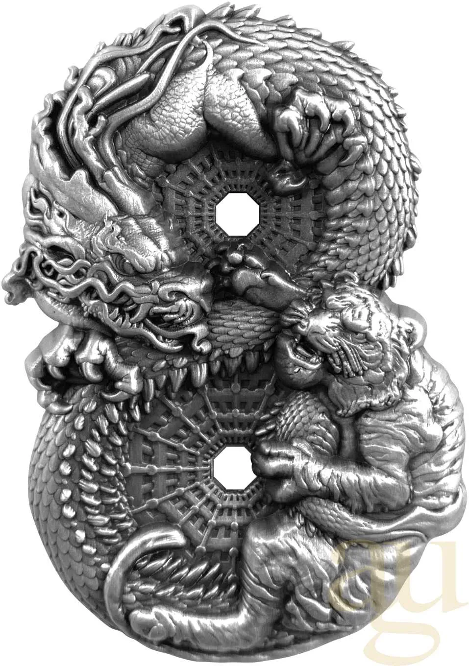 3 Unzen Silbermünze Tokelau Dragon & Tiger 2022 - Antik High Relief