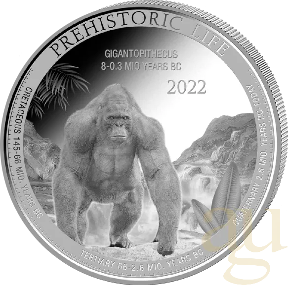 1 Unze Silbermünze Prehistoric Life - Gigantopithecus 2022