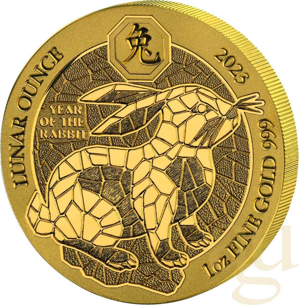 1 Unze Goldmünze Ruanda Lunar Hase 2023