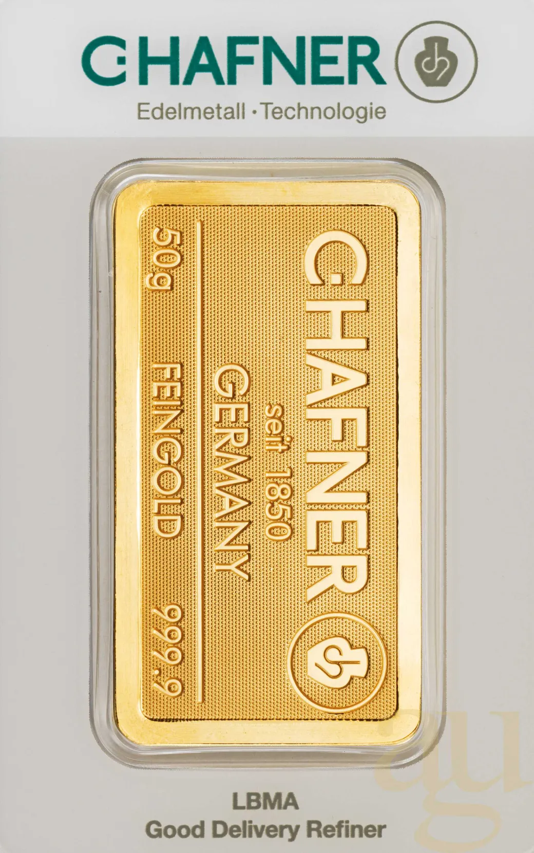 50 Gramm Goldbarren C. Hafner