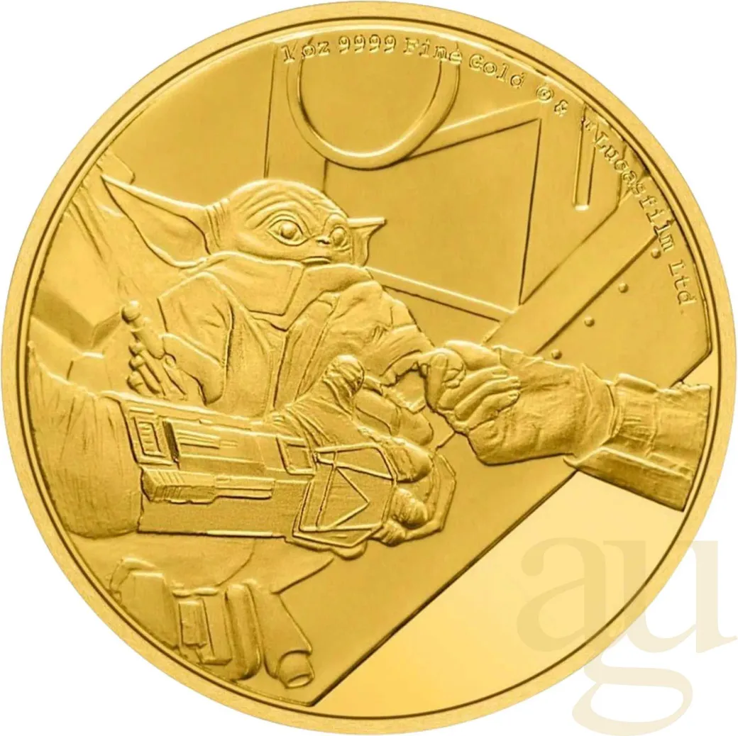 1 Unze Goldmünze Niue Star Wars The Madalorian - Grogu 2022 polierte Platte