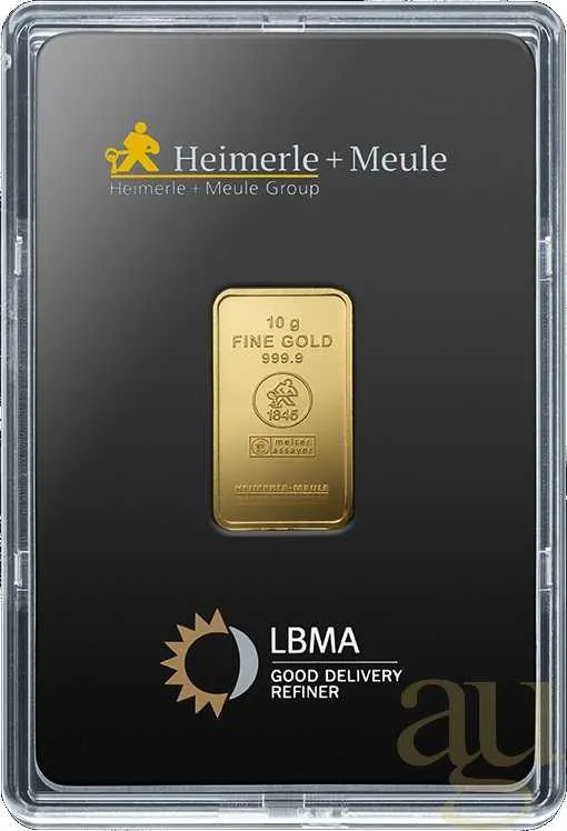 10 Gramm Goldbarren Heimerle + Meule