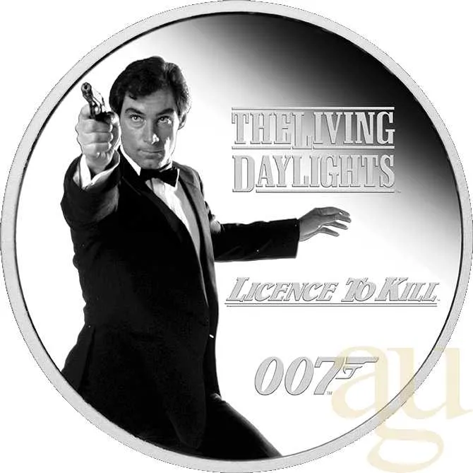 1 Unze Silbermünze Tuvalu James Bond 007 - Timothy Dalton 2023 - Proof coloriert