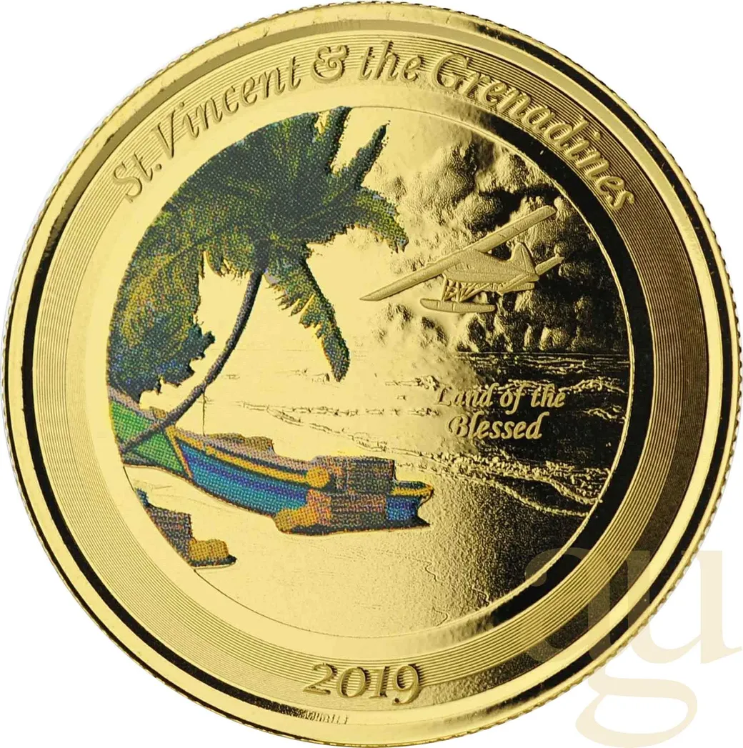 1 Unze Goldmünze EC8 St. Vincent & The Grenadines - Seaplane 2019 - coloriert