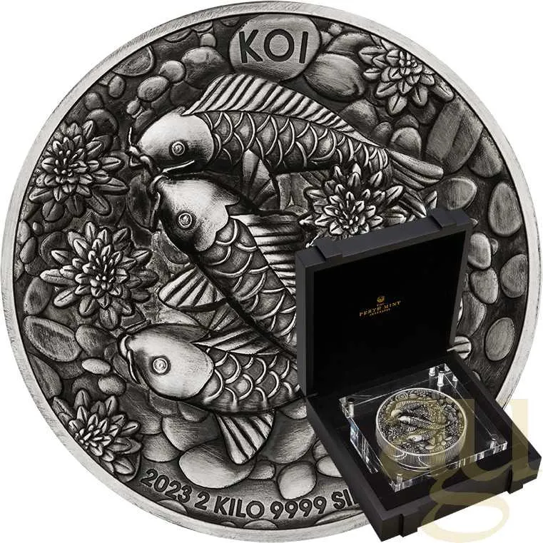 2 Kilogramm Silbermünze Australien Koi Fish 2023 - Antik Finish - High Relief