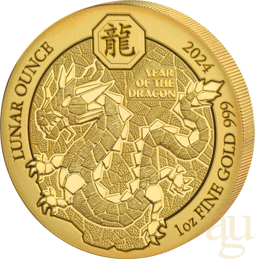 1 Unze Goldmünze Ruanda Lunar Drache 2024