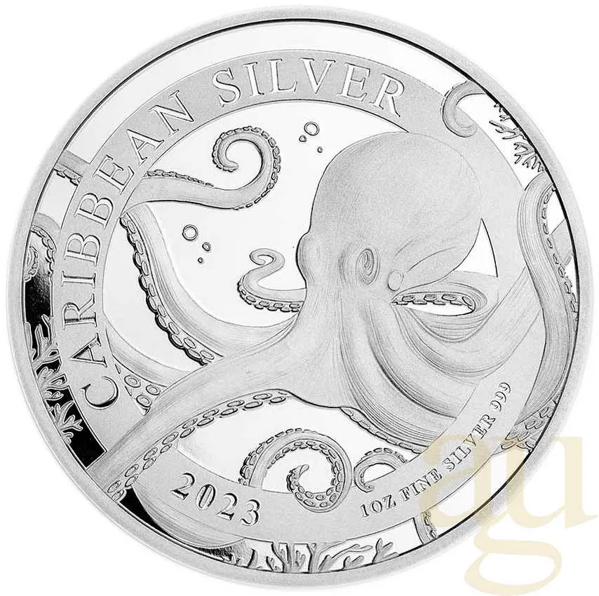 1 Unze Silbermünze Barbados Octopus 2023