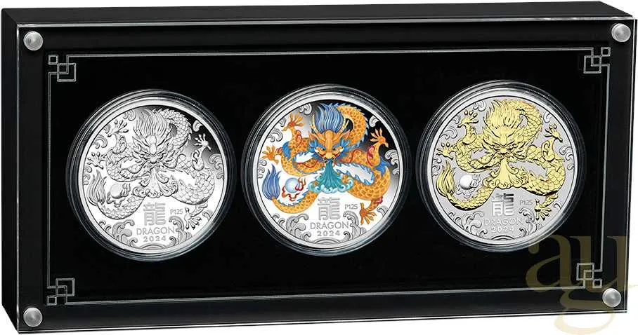 Silbermünze Australien Lunar III Drache 2024 - Trio Set