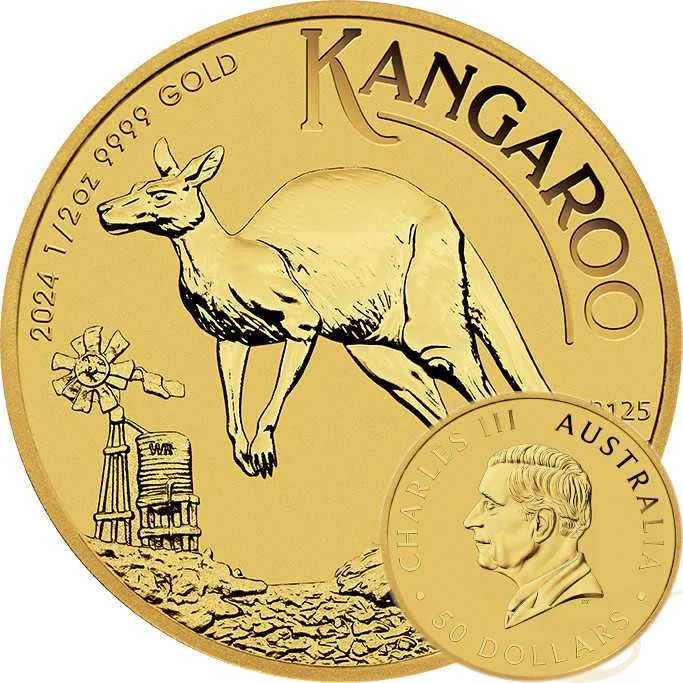 1/2 Unze Goldmünze Australien Känguru 2024
