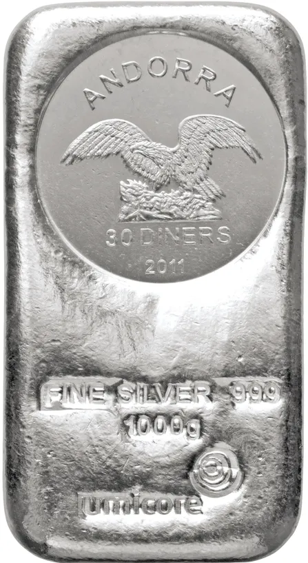 1 Kilogramm Silber Umicore Andorra Münzbarren
