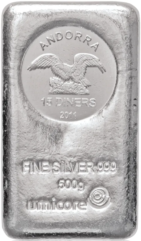 500 Gramm Silber Umicore Andorra Münzbarren
