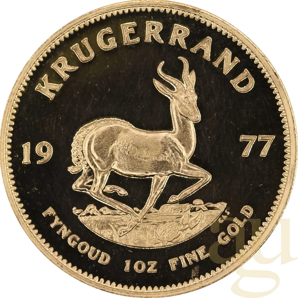 1 Unze Goldmünze Krügerrand 1977 polierte Platte
