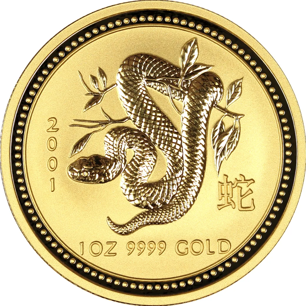 1 Unze Goldmünze Australien Lunar I Schlange 2001