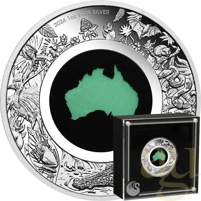 1 Unze Silbermünze Australien Great Southern Land Chrysoprase 2024 - polierte Platte