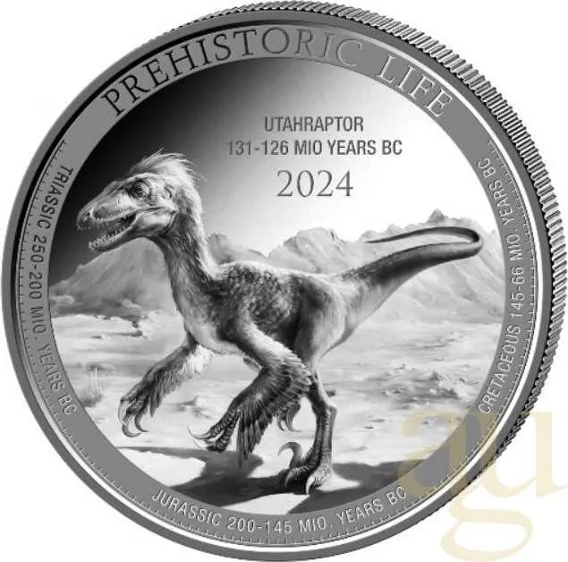 1 Unze Silbermünze Prehistoric Life II - Utahraptor 2024