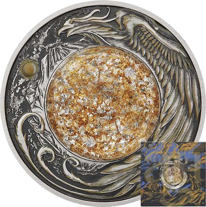 2 Unzen Silbermünze Tuvalu Alicanto 2024 Antik Finish - coloriert