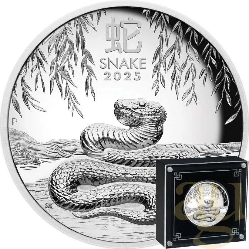 5 Unzen Silbermünze Australien Lunar III Schlange 2025 polierte Platte - High Relief