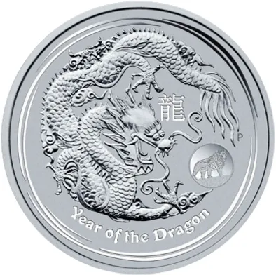 1 Unze Silbermünze Australien Lunar II Drache 2012 - Privy Mark Löwe