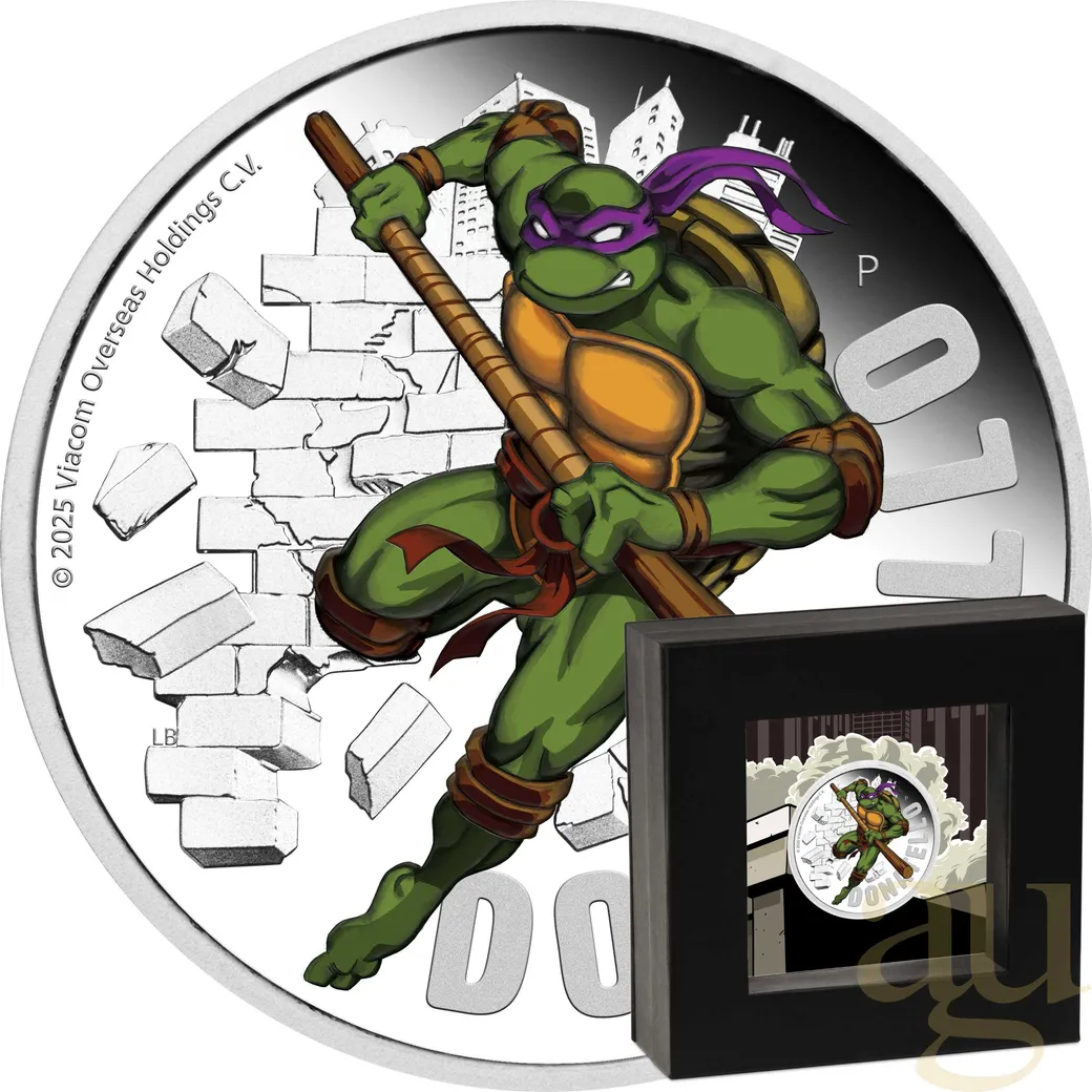 1 Unze Silbermünze Tuvalu Teenage Mutant Ninja Turtles Donatello 2025 coloriert - polierte Platte