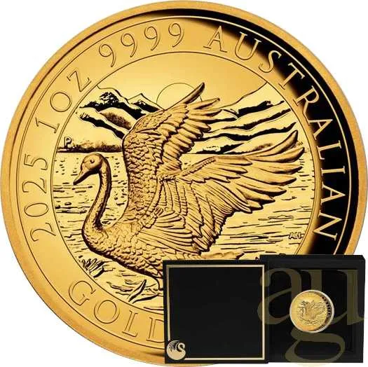 1 Unze Goldmünze Australien Schwan 2025 - High Relief - polierte Platte