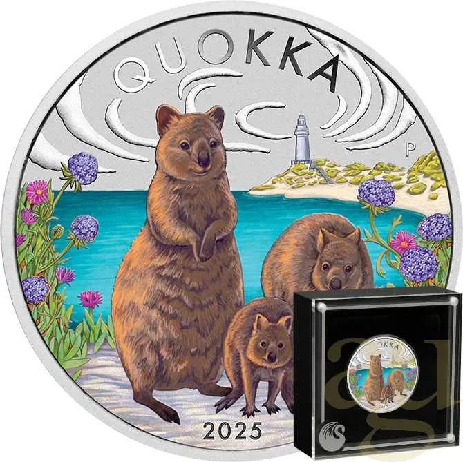 1 Unze Silbermünze Australien Quokka 2025 - coloriert
