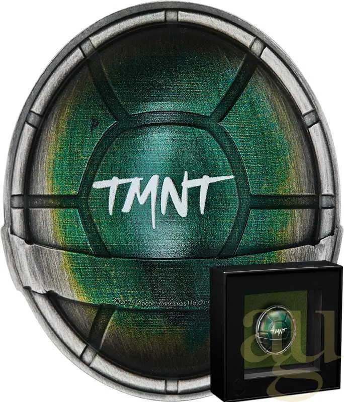1.5 Unzen Silbermünze Tuvalu Teenage Mutant Ninja Turtle Domed Shell 2025 - Antik Finish