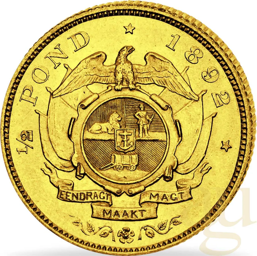 1/2 Pfund Goldmünze Südafrika Ohm Krüger 1892-1897