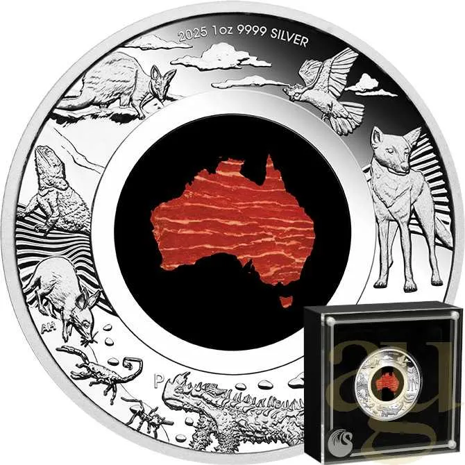 1 Unze Silbermünze Australien Great Southern Land Snakeskin Jasper 2025 - polierte Platte