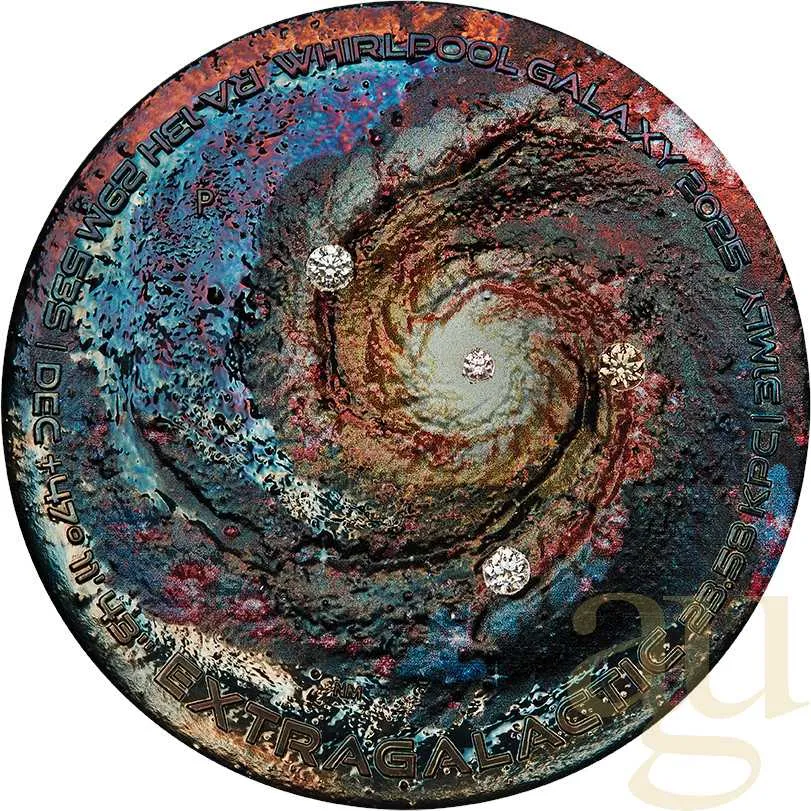 5 Unzen Silbermünze Australien Extragalactic Patinaed 2025 - coloriert mit Diamanten
