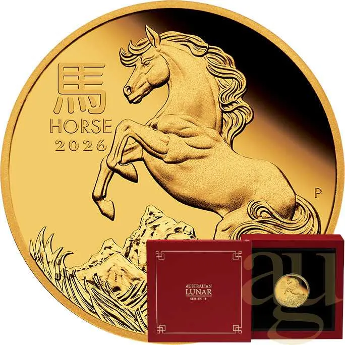 1/4 Unze Goldmünze Australien Lunar III Pferd 2026 - polierte Platte