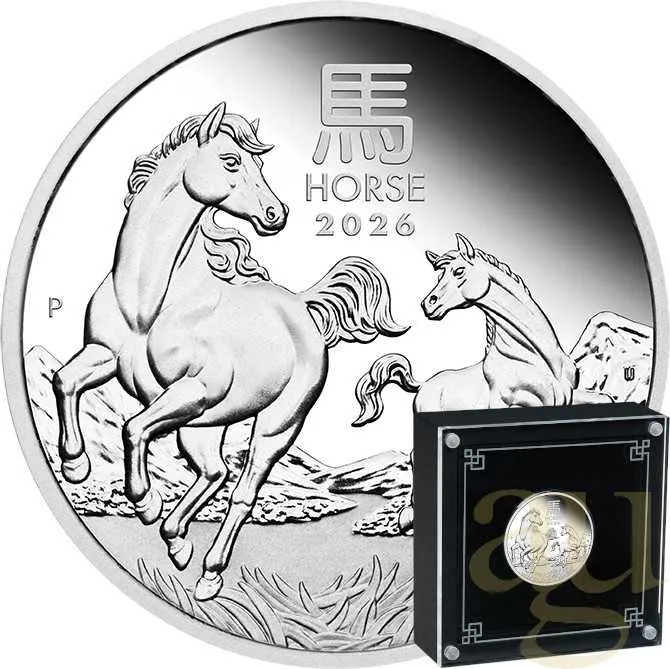 1/2 Unze Silbermünze Australien Lunar III Pferd 2026 - polierte Platte